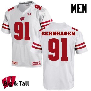 Men's Wisconsin Badgers NCAA #91 Josh Bernhagen White Authentic Under Armour Big & Tall Stitched College Football Jersey WT31B11KU